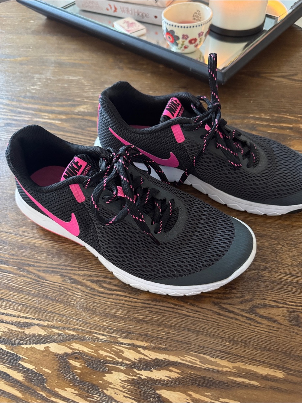 Nike Women’s Black and Hot Pink Mesh Running Sneakers